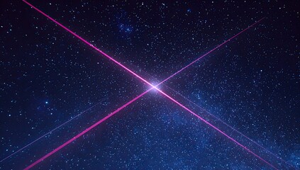 Cosmic rays crisscrossing a starlit night sky