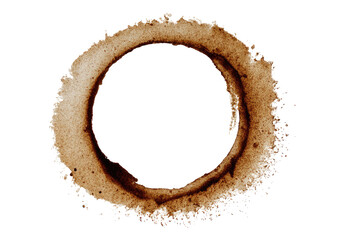 Circular coffee stain on black background