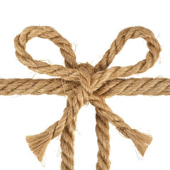 Rustic jute rope bow, decorative knot for gift wrapping and crafts