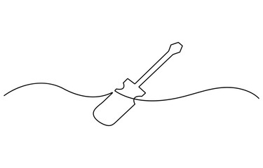 Vector continuous one editable line drawing of screwdriver. Single line screwdriver icon, Single line of screwdriver vector illustration, minimalist style concept pro white background. outline design.
