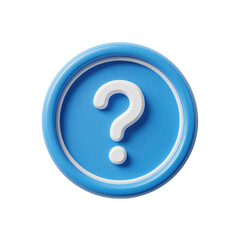 Naklejka premium A light-blue circle button with a white question mark. The button has a slightly raised, 3D effect, and a light-blue outer ring