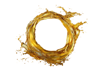 Golden liquid splash forming a ring