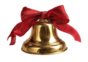 Gold bell with a red ribbon bow