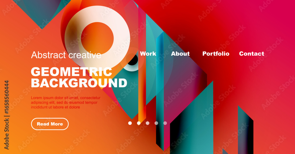 Poster colorful abstract design. geometric shapes overlap, creating vibrant visual impact. website header w