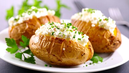 Roasted potatoes filled with cheese