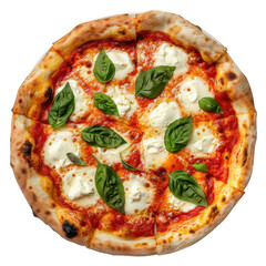 Delicious margherita pizza with fresh basil leaves, Italian cuisine