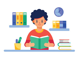 Person in the Office reading a book