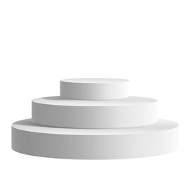 Three-tiered, circular, white pedestal