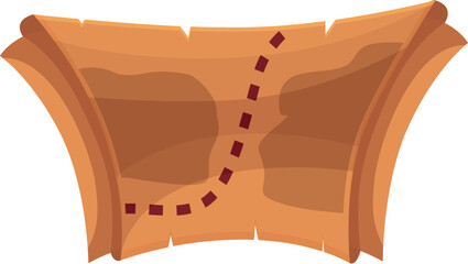 Cartoon illustration of an old treasure map showing the route with dotted line