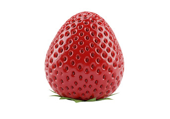 Single ripe red strawberry isolated on a black background studio shot