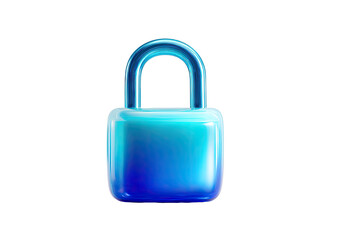 Shiny blue padlock icon,  isolated on black