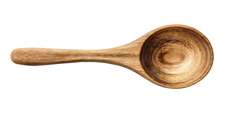 Wooden scoop spoon, natural wood grain