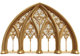 Fototapeta premium Ornate gold Gothic archway with intricate tracery