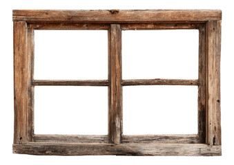 Aged wooden window frame, four panes