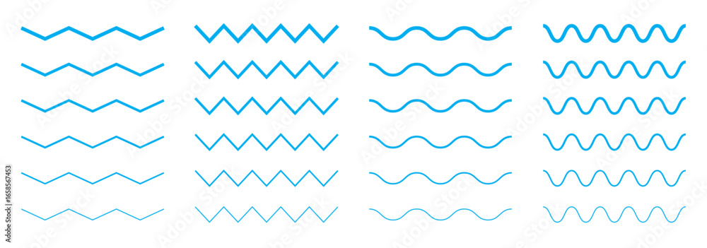 Poster vector zigzag lines. curvy lines collection. horizontal wave lines set. zig zag wiggly lines. wavy l