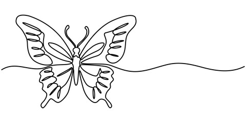  continuous One line drawing of flying butterfly. single line of butterflies illustration. flying flies concept. editable outline. 