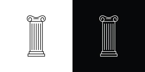 Ionic Column Illustration Isolated on White and Black Backgrounds
