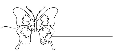  continuous One line drawing of flying butterfly. single line of butterflies illustration. flying flies concept. editable outline. 
