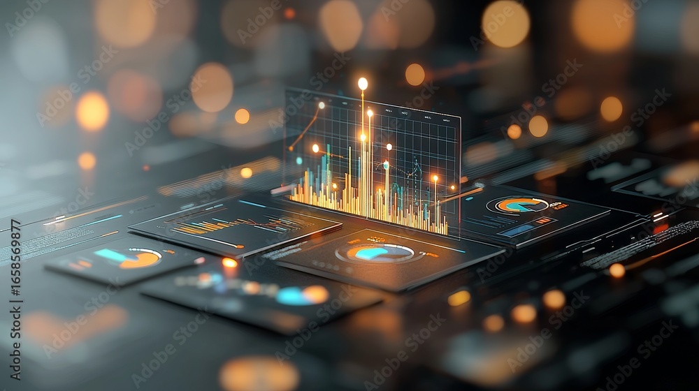 Poster data visualization techniques for business insights digital workspace infographic modern technology 