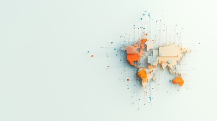 Global digital connectivity map technology hub infographic modern design aerial view data visualization