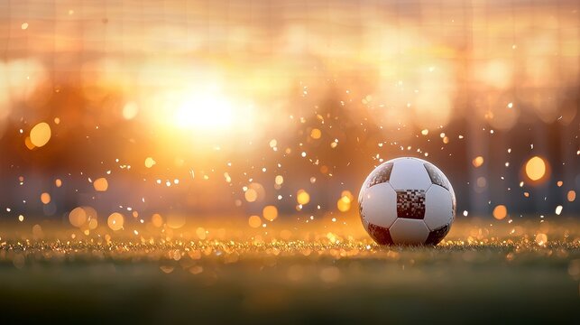 Exciting soccer match at sunset sports field photographic image outdoor environment close-up view passionate game spirit