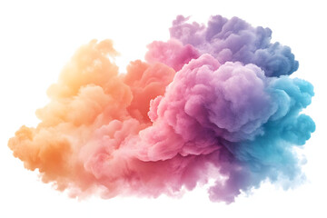 Obraz premium Colorful swirling smoke explosion on white background