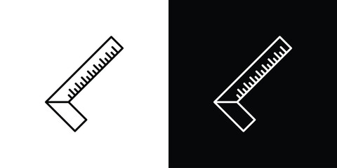 Angle Ruler Icon Isolated on White and Black Backgrounds