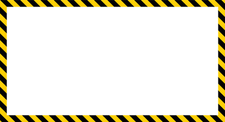 Yellow and black striped caution border frame rectangle used for warning signs, safety notice, industrial hazard prevention, construction area signage, and emergency alert concepts
