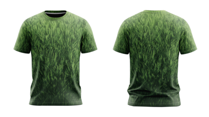 Grass pattern T-shirt front and back transparent background