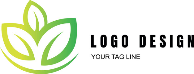 Minimalist Green Leaf Logo Design
