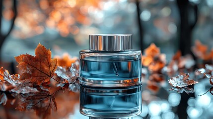Autumn Fragrance: A captivating scent of fall leaves and cool blue perfume.