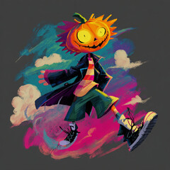 Colorful Cartoon Halloween Background with Playful Shapes
