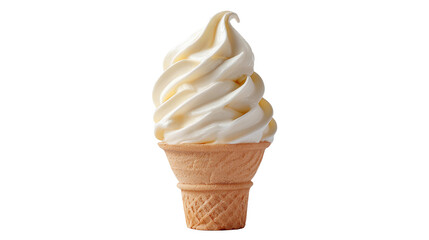Soft serve ice cream on cone transparent background