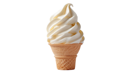 Soft serve ice cream on cone transparent background