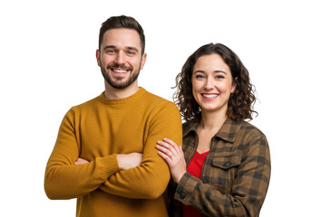Obraz premium Smiling man and woman together isolated on transparent background