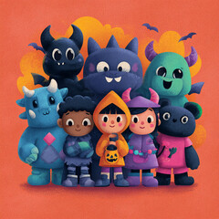 Colorful Cartoon Halloween Background with Playful Shapes