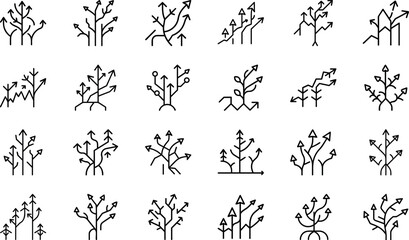 Business Growth and Marketing Strategy Icons Set – Line Style Vector Icons for Finance, SEO, Digital Marketing, Investment, Analytics, Startup, and Success Concepts