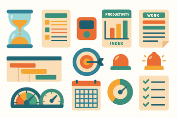 Productivity, work flat icon set. business, task management icons flat collection