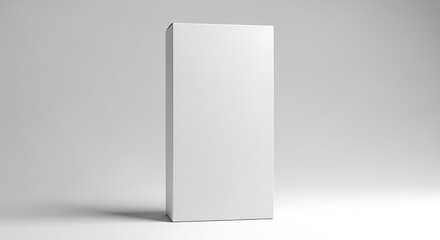 A tall white rectangular box on a white surface