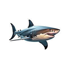 Fototapeta premium A great white shark glides effortlessly through the clear blue waters of the ocean