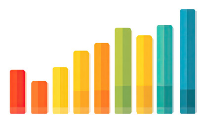 Horizontal bar graph with increasing values, colorful