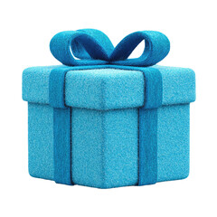 3D rendered light-blue gift box with a dark-blue ribbon