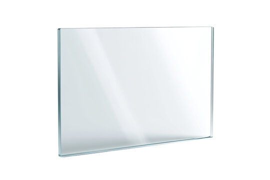 Rectangular, clear glass panel, angled view