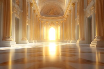 Elegant Stage Columns Tall glowing gold columns framing the scene with soft spotlight accents