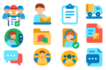 Business, communication flat icon set. professional, office icons flat collection