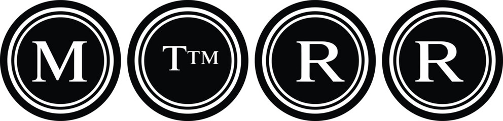 Black Circular Icons with White Letters MTMR letter M alphabet