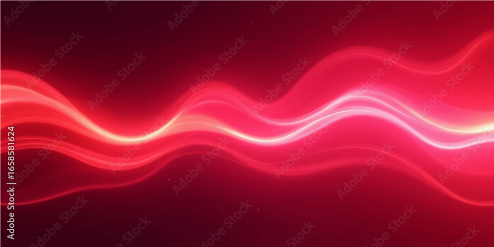 Poster abstract red wave background with flowing lines and colourful light effects