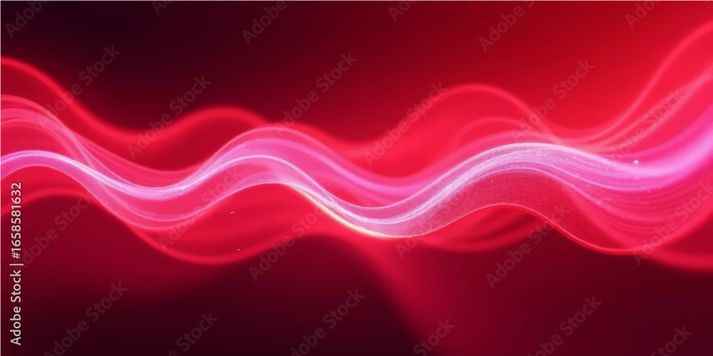 Aufkleber abstract red background with flowing waves and soft artistic light effects