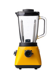 Blender. Yellow modern blender, white background