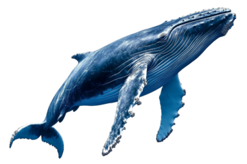 Majestic ocean humpback isolated on transparent background